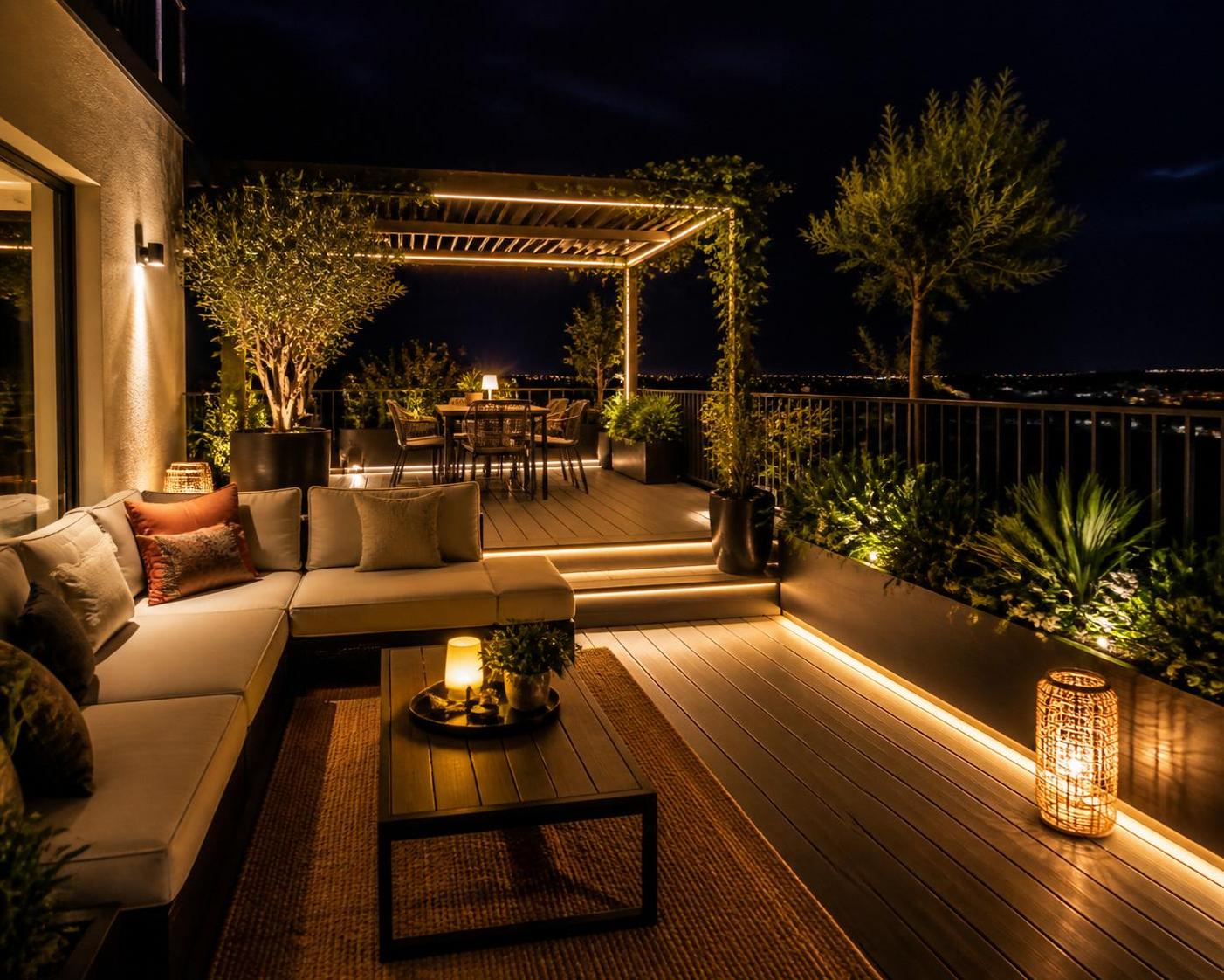 découvrez des astuces pour créer un éclairage extérieur discret et résistant à la pluie, idéal pour une terrasse exposée aux intempéries.